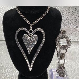 Silver Heart Pendant Necklace /  Bracelet collection ^^^